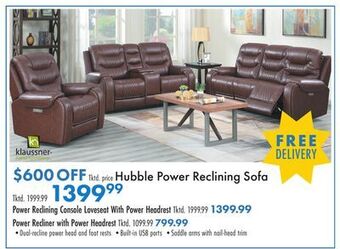 Boscov's Hubble power reclining sofa offer
