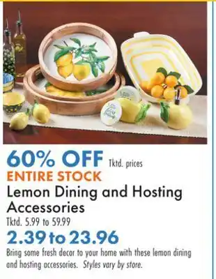 Boscov's Entire stock lemon dining and hosting accessories offer