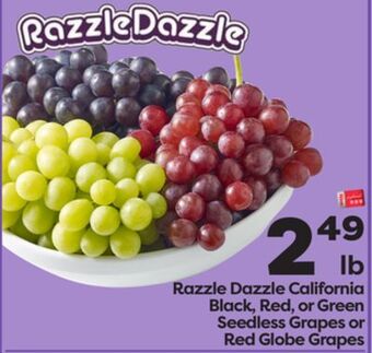 Weis Markets Razzle dazzle california black, red, or green seedless grapes or red globe grapes offer