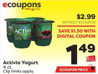 Weis Markets Activia yogurt offer