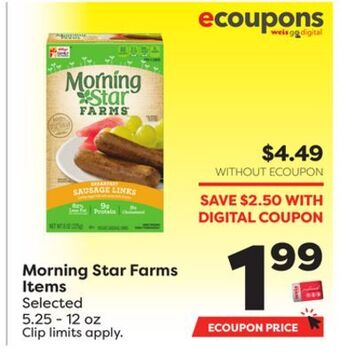 Weis Markets Morning star farms items offer