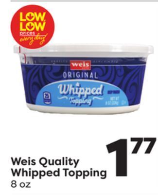 Weis Markets Weis quality whipped topping offer