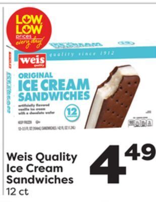 Weis Markets Weis quality ice cream sandwiches offer
