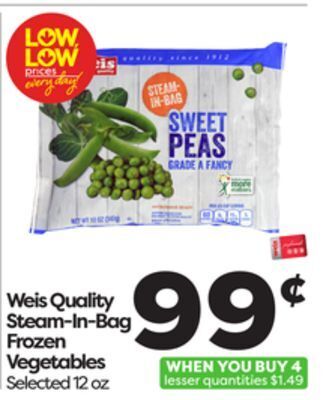 Weis Markets Weis quality steam-in-bag frozen vegetables offer