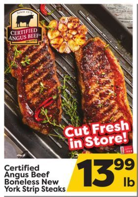 Weis Markets Certified angus beef boneless new york strip steaks offer
