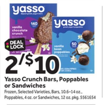Stop&Shop Yasso crunch bars, poppables or sandwiches offer