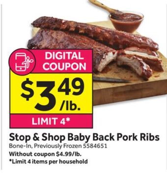 Stop&Shop Stop & shop baby back pork ribs offer