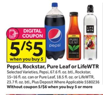 Stop&Shop Pepsi, rockstar, pure leaf or lifewtr offer