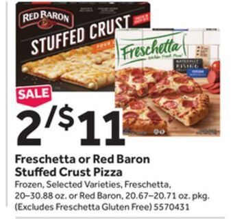 Stop&Shop Freschetta or red baron stu ed crust pizza offer