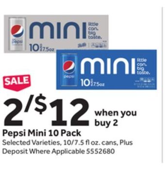 Stop&Shop Pepsi mini 10 pack offer