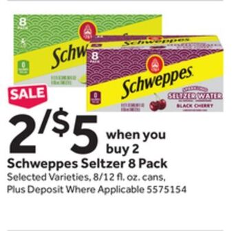 Stop&Shop Schweppes seltzer 8 pack offer