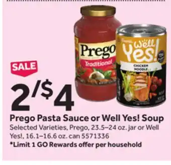 Stop&Shop Prego pasta sauce or well yes! soup offer