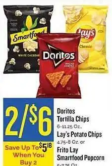 Doritos tortilla chips lay's potato chips frito lay smartfood popcorn