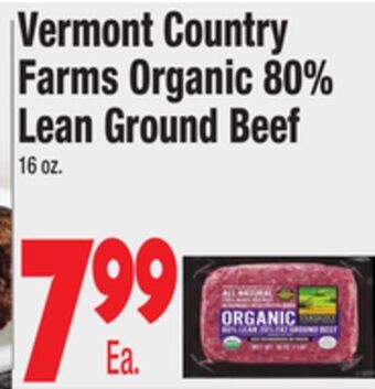 King Kullen Vermont country farms organic 80% lean ground beef offer