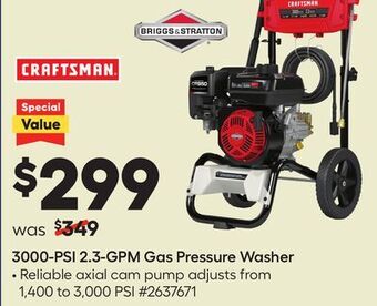 Lowe's 3000-psi 2.3-gpm gas pressure washer offer