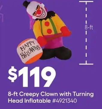 Lowe's 8-ft creepy clown with turning head inflatable offer
