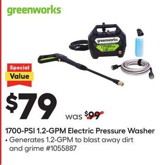 Lowe's 1700-psi 1.2-gpm electric pressure washer offer