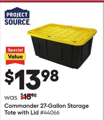 Lowe's Commander 27-gallon storage tote with lid offer