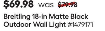 Lowe's Breitling 18-in matte black outdoor wall light offer