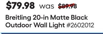Lowe's Breitling 20-in matte black outdoor wall light offer