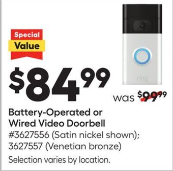 Lowe's Battery-operated or wired video doorbell offer