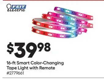Lowe's 16-ft smart color-changing tape light with remote offer
