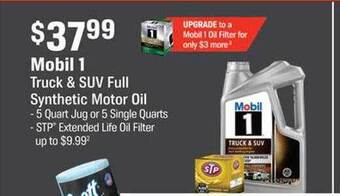 AutoZone Mobil 1 truck & suv full synthetic motor oil offer