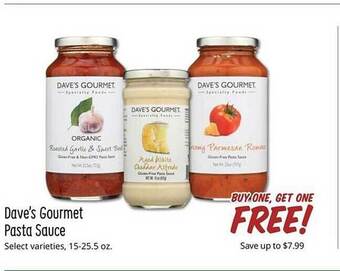 Sprouts Farmers Market Dave's gourmet pasta sauce offer