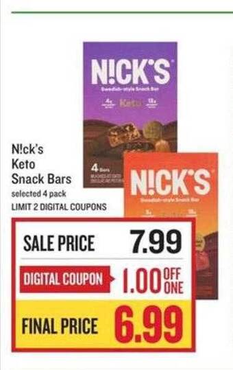 Lowes Foods N!ck's keto snack bars offer