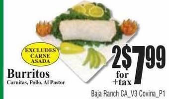 Baja Ranch Burritos offer