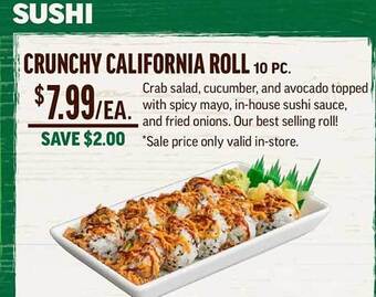 Central Market Crunchy california roll offer
