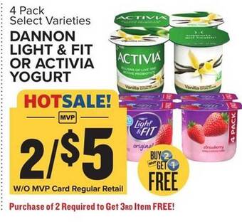 Food Lion Dannon light & fit or activia yogurt offer
