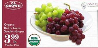 Pavilions Organic red or green seedless grapes offer