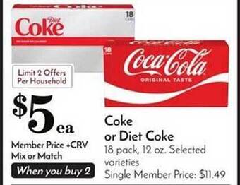 Pavilions Coke or diet coke offer
