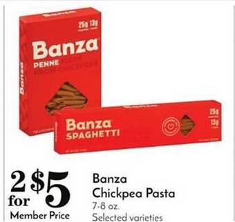 Pavilions Banza chickpea pasta offer