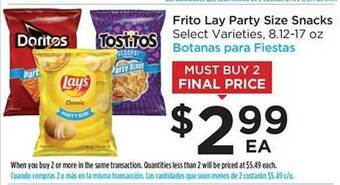 Food 4 Less Frito lay party size snacks offer