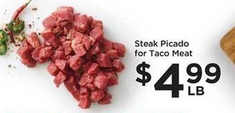 Food 4 Less Steak picado for taco meat offer