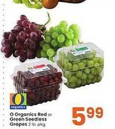 Albertsons O organics red or green seedless grapes offer