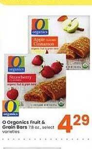Albertsons O organics fruit & grain bars offer