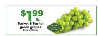 Hy-Vee Basket & bushel green grapes offer