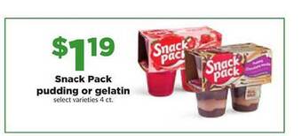Hy-Vee Snack pack pudding or gelatin offer