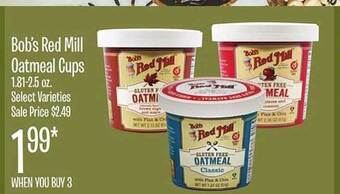 Jewel-Osco Bob's red mill oatmeal cups offer