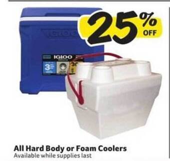 Winn Dixie All hard body or foam coolers offer