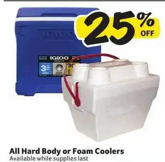 Winn Dixie All hard body or foam coolers offer