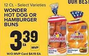 Food Lion Wonder hot dog or hamburger buns offer
