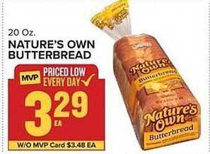 Food Lion Nature's own butterbread offer