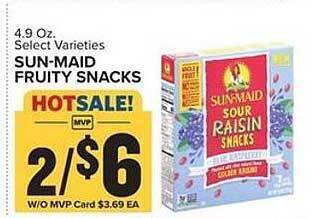 Food Lion Sun-maid fruity snacks offer