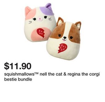Five Below Squishmallows™ nell the cat & regina the corgi bestie bundle offer