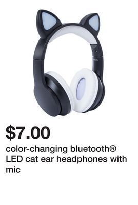 Five Below Color-changing bluetooth® led cat ear headphones with mic offer