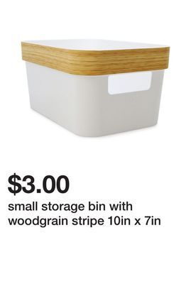 Five Below Small storage bin with woodgrain stripe 10in x 7in offer